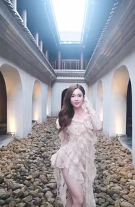 VGU No.51: Elegant Muse in a Flowing Gown Amidst Majestic Nature-1