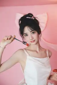 VGU No.189: Discover the sweet beauty of the girl in a white dress, charming with a unique style in a dreamy pink setting.-4