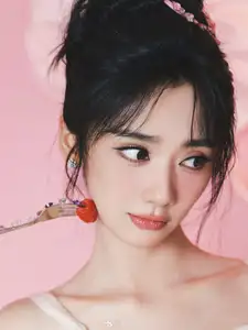 VGU No.189: Discover the sweet beauty of the girl in a white dress, charming with a unique style in a dreamy pink setting.-9