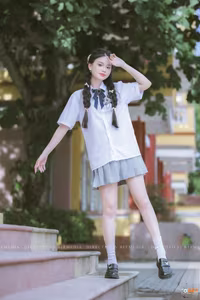 VGU No.38: Radiant Vietnamese Female Student in Uniform Capturing Youthful School Memories-0