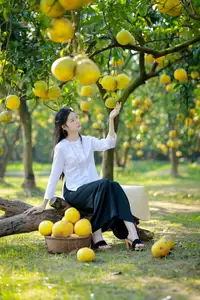 Gentle Girl in Pomelo Garden, Youthful Beauty Blending with Nature 17639840-6