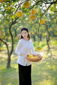 Gentle Girl in Pomelo Garden, Youthful Beauty Blending with Nature 17639840-9