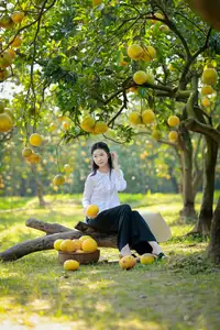 Gentle Girl in Pomelo Garden, Youthful Beauty Blending with Nature 17639840-10