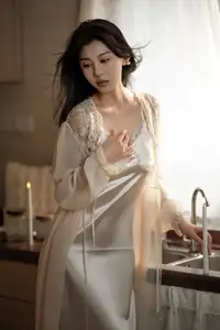 Etsuko's Enchanting Serenity: YiTuYu Vol.8580 Lace Nightwear in Soft Light.-5