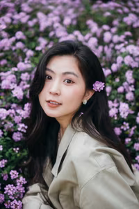 VGU No.66: Radiant Vietnamese Girl Blooms Amidst Dreamy Purple Flowers-5