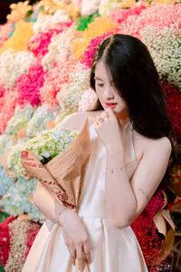 VGU No.133: Elegant Girl with a Radiant Smile Amidst a Colorful Floral Backdrop-6