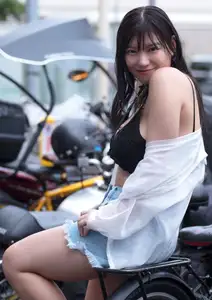 Radiant Beauty on Wooden Steps: A Timeless Moment of Youth-3