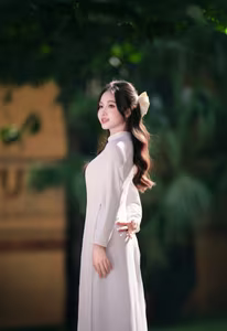 VGU No.57: Elegant Vietnamese Student in White Ao Dai, Pure Beauty Captivates.-6