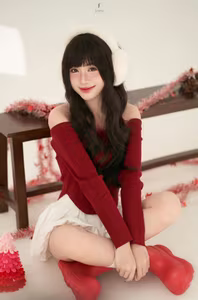 VGU No.127: Sweet Christmas Muse in Cozy Earmuffs, Captivating Winter Beauty. A Festive Delight!-1