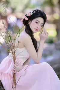 Discover the gentle charm of an Asian beauty in elegant attire, exuding grace and allure 1000025175-3