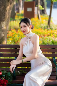VGU No.59: Elegant Vietnamese Beauty by the Lake with Red Roses-10