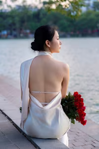 VGU No.59: Elegant Vietnamese Beauty by the Lake with Red Roses-0