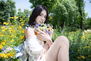 VGU No.92: Enchanting Maiden Amidst Wildflowers, A Serene Summer Dream Captured-5