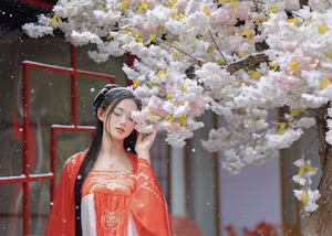 Elegant Hanfu Beauty in Winter Wonderland Asian Traditional Dress and Snow-5