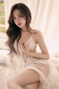 VGU No.130: Discover the Pure Allure of a Young Woman in White Lace Lingerie-1