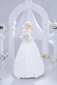 FGO Saber Bride: Shika XiaoLuLu Shines in Pristine White Wedding Dress - A Game Muse Brought to Life-0