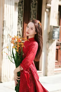 VGU No.27: Radiant Smile in Red Ao Dai, Capturing Vietnamese Traditional Beauty-12