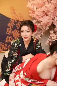 Su Yi Nuo No.10627: Captivating Traditional Grace in a Seductive Black Kimono-56