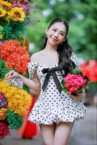 VGU No.30: Polka Dot Muse Amidst A Sea Of Colorful Flowers, Captivating Beauty-5