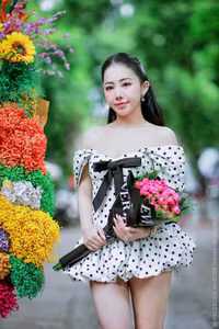 VGU No.30: Polka Dot Muse Amidst A Sea Of Colorful Flowers, Captivating Beauty-4
