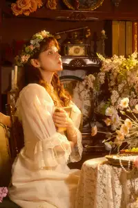 Qiu Qiu in YiTuYu Vol.8546: Dreamy Vintage Serenity Amidst Golden Hour Blooms-7