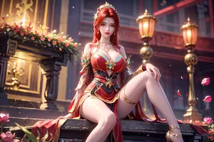 Tang Huo'er's Enchanting Beauty: Dou Po Cang Qiong AI Character in Mystical Scenery-6