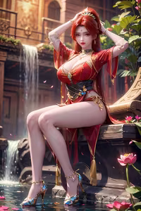 Tang Huo'er's Enchanting Beauty: Dou Po Cang Qiong AI Character in Mystical Scenery-1