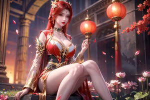 Tang Huo'er's Enchanting Beauty: Dou Po Cang Qiong AI Character in Mystical Scenery-18