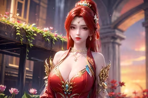 Tang Huo'er's Enchanting Beauty: Dou Po Cang Qiong AI Character in Mystical Scenery-3