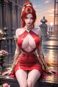 Tang Huo'er's Enchanting Beauty: Dou Po Cang Qiong AI Character in Mystical Scenery-4