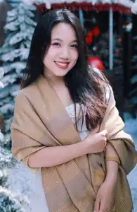 Radiant Beauty: Girl in Pristine White Dress Amidst Romantic Winter Wonderland 1000024890-9