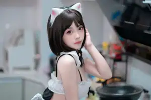 Coser Bangni's Little Cat's Diary Part01: Charming Nekomimi Maid Cosplay Unveiled-10