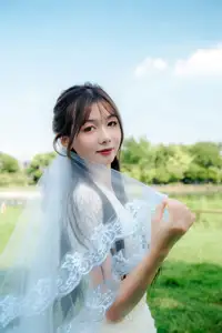 VGU No.180: The Pure Elegance of a Girl in a White Dress with Gentle Lilies-0