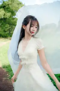 VGU No.180: The Pure Elegance of a Girl in a White Dress with Gentle Lilies-7