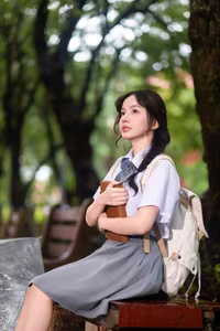 VGU No.156: Radiant Vietnamese Schoolgirl Shines in Elegant School Uniform-4