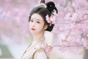 Discover Ke Ke K's Timeless Hanfu Beauty Amidst Romantic Cherry Blossoms Vol.8528-3